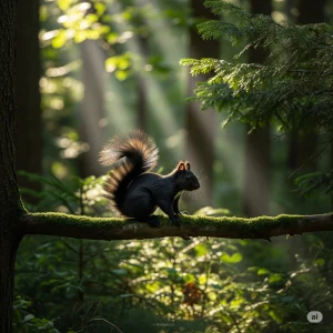 A close-up shot focusing on the squirrel's back, where the silver-tipped hairs are visible.]